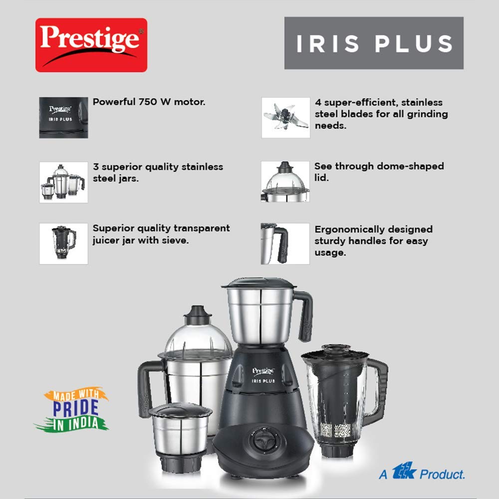 Prestige Iris Pro 750 Watts Mixer Grinder with 4 Jars